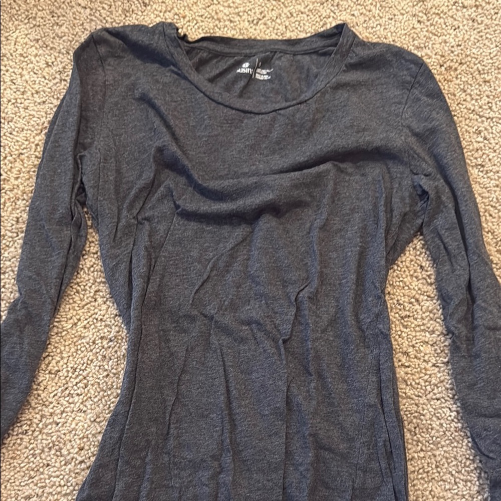 H&M Gray Fitted Long Sleeve T-Shirt